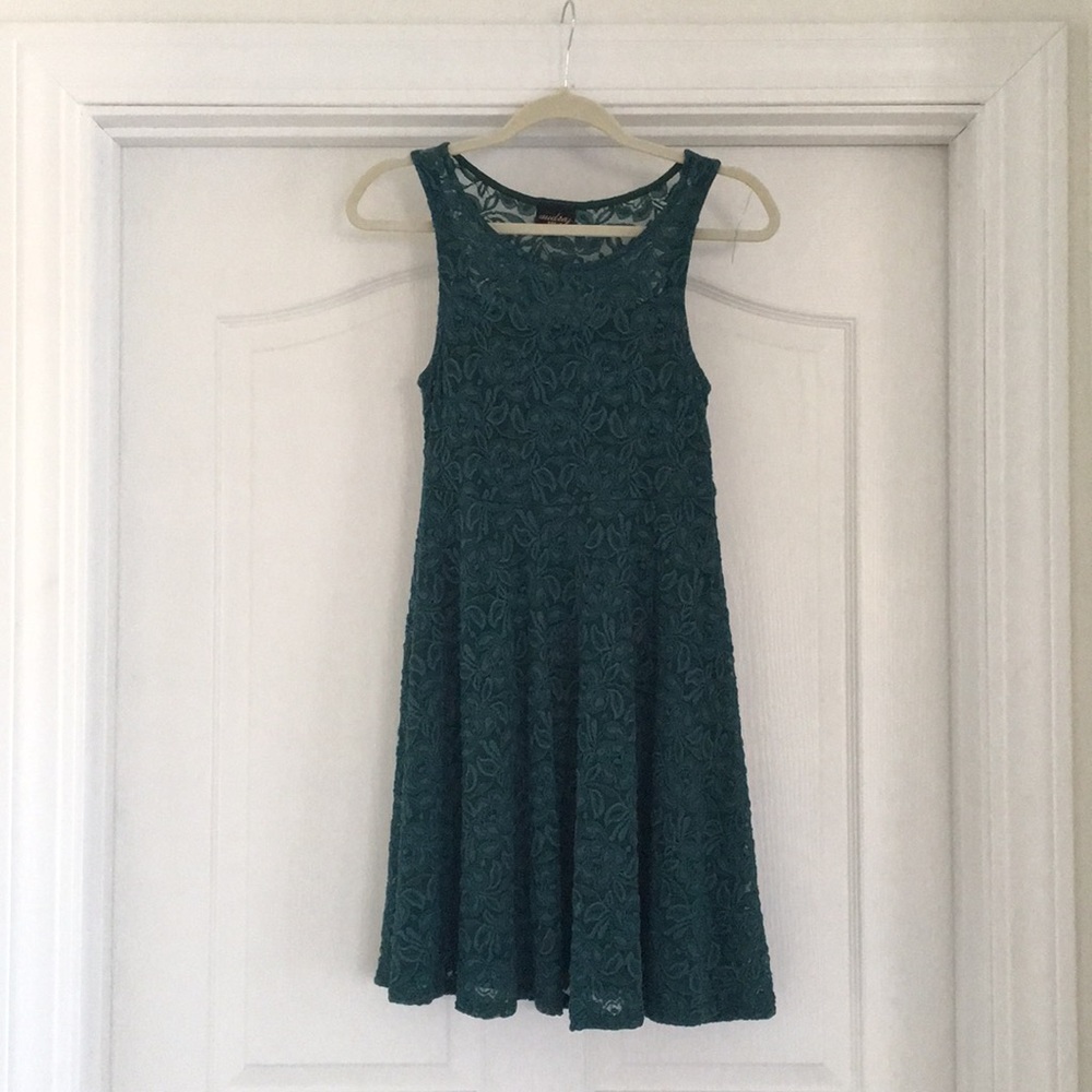 Emerald Green Lace High Waist Tank Dress